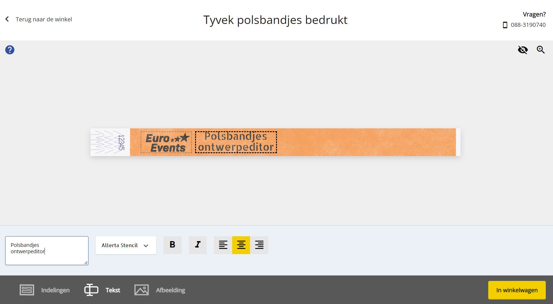 Tyvek polsbandjes ontwerpeditor