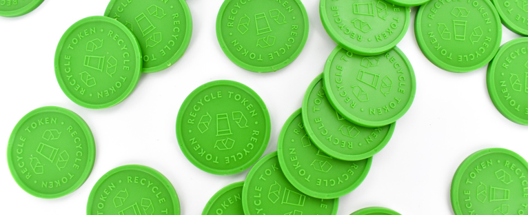 Recycle token munt voor festivals